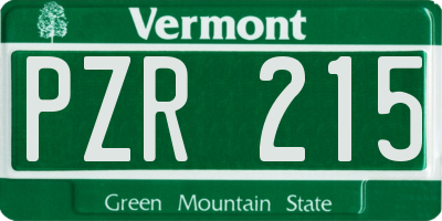 VT license plate PZR215