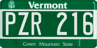 VT license plate PZR216