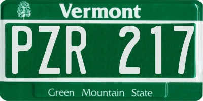 VT license plate PZR217
