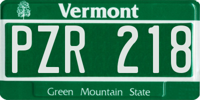 VT license plate PZR218