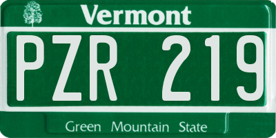 VT license plate PZR219