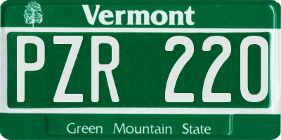 VT license plate PZR220