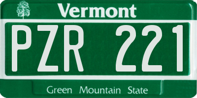 VT license plate PZR221