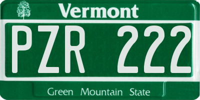 VT license plate PZR222
