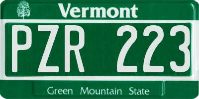 VT license plate PZR223