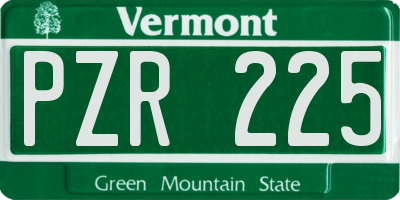 VT license plate PZR225