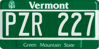 VT license plate PZR227