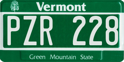 VT license plate PZR228