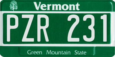 VT license plate PZR231