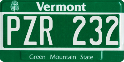 VT license plate PZR232