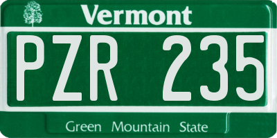 VT license plate PZR235