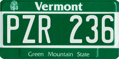 VT license plate PZR236