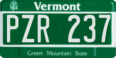 VT license plate PZR237