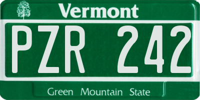 VT license plate PZR242