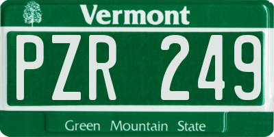 VT license plate PZR249