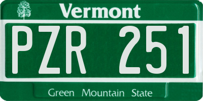 VT license plate PZR251