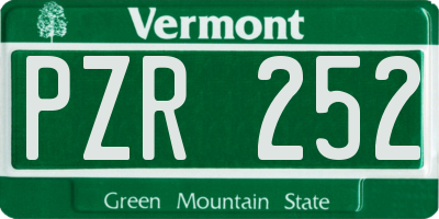 VT license plate PZR252