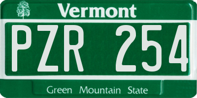 VT license plate PZR254