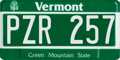VT license plate PZR257