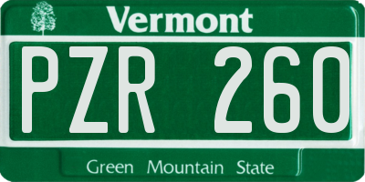 VT license plate PZR260