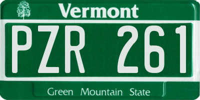 VT license plate PZR261