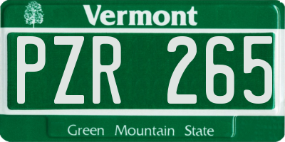 VT license plate PZR265
