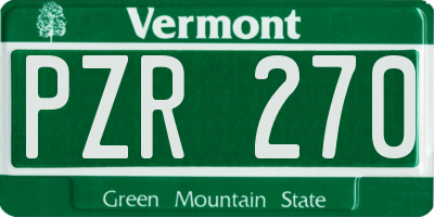 VT license plate PZR270