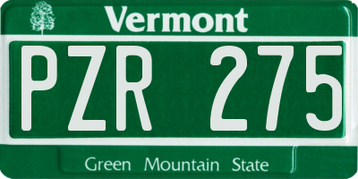 VT license plate PZR275