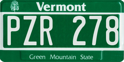 VT license plate PZR278