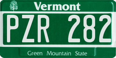 VT license plate PZR282