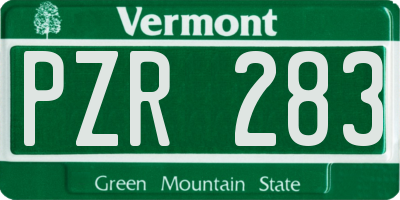 VT license plate PZR283