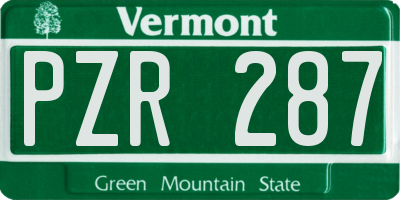 VT license plate PZR287