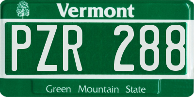 VT license plate PZR288