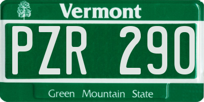 VT license plate PZR290