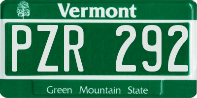 VT license plate PZR292