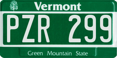 VT license plate PZR299