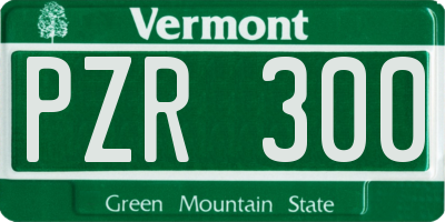 VT license plate PZR300