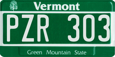 VT license plate PZR303