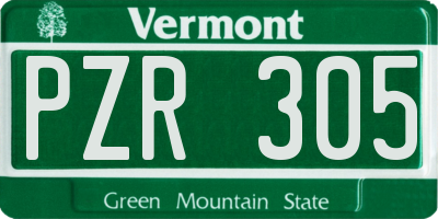 VT license plate PZR305