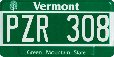 VT license plate PZR308