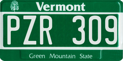 VT license plate PZR309