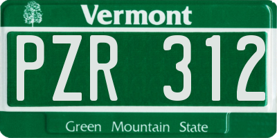 VT license plate PZR312