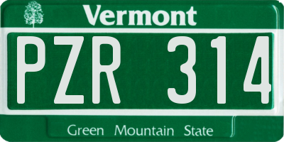 VT license plate PZR314