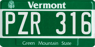 VT license plate PZR316