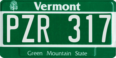 VT license plate PZR317