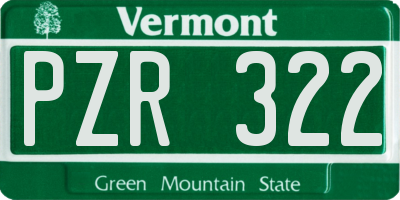 VT license plate PZR322