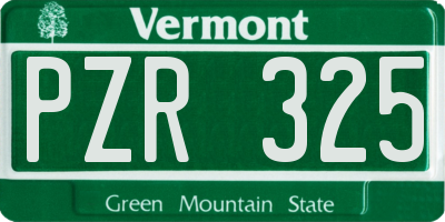 VT license plate PZR325