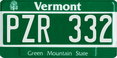 VT license plate PZR332