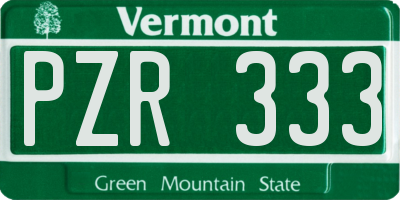 VT license plate PZR333