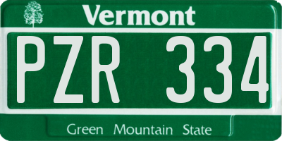 VT license plate PZR334